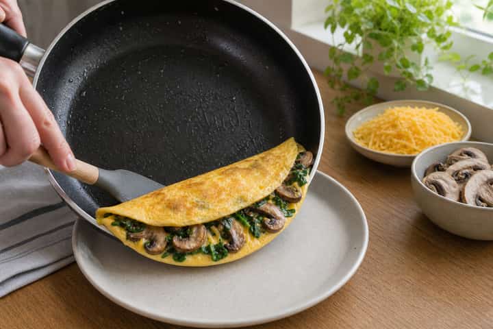 Mushroom Spinach Omelette cooking step 5: Finish the dish.