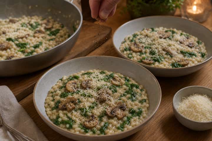 Mushroom Spinach Risotto cooking step 6: Serve immediately.