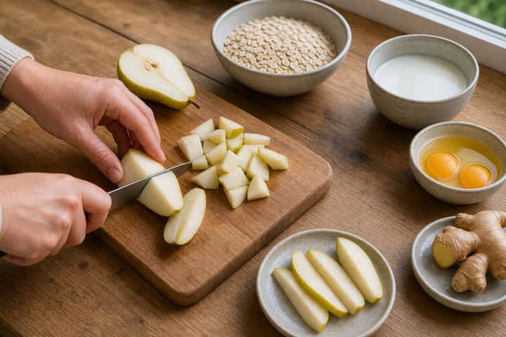 Pear Ginger Baked Oats cooking step 2: Start cooking.