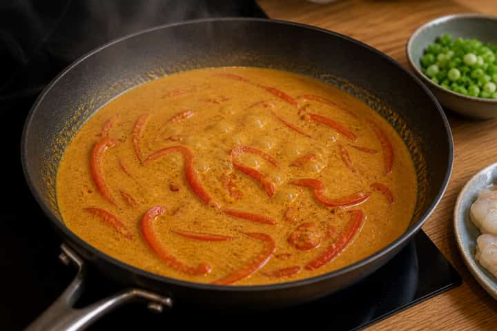 Prawn Coconut Curry cooking step 4: Simmer the sauce.