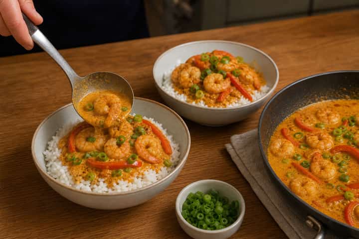 Prawn Coconut Curry cooking step 6: Serve with rice.