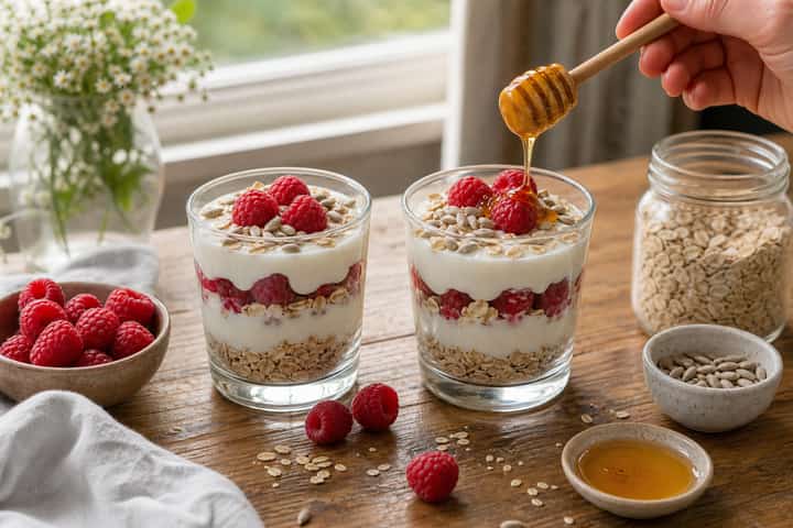 Raspberry Yogurt Parfaits cooking step 4: Bring it together.