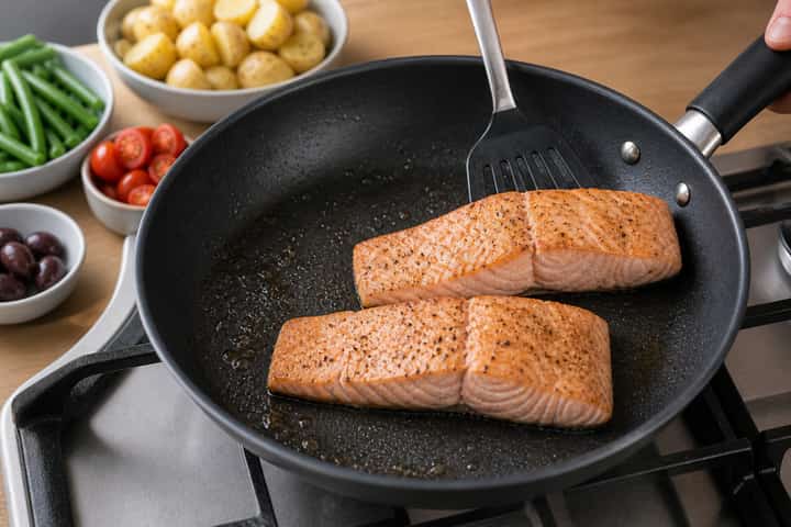 Salmon Nicoise Lunch Boxes cooking step 3: Build the flavour.