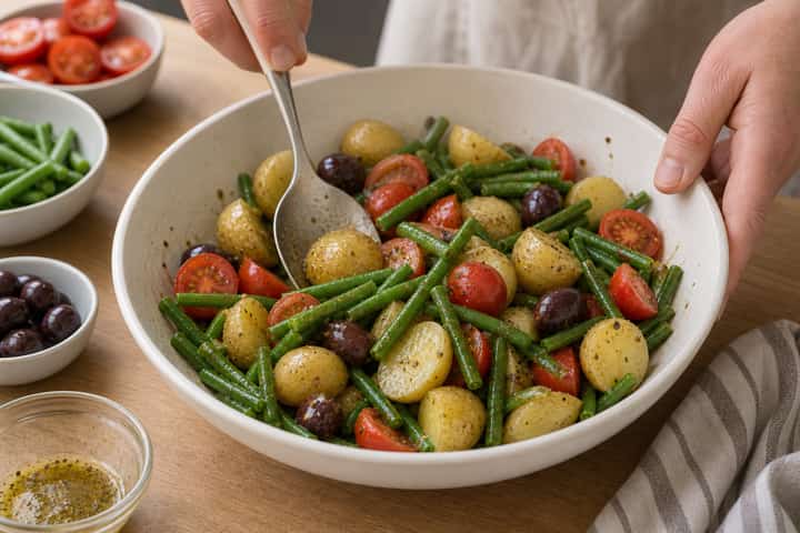 Salmon Nicoise Lunch Boxes cooking step 4: Bring it together.