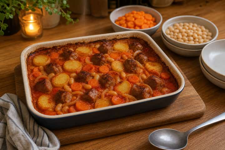 Sausage Bean Hotpot cooking step 6: Serve.