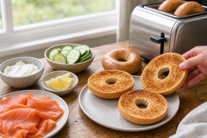 Smoked Salmon Bagels cooking step 1: Get prepped.