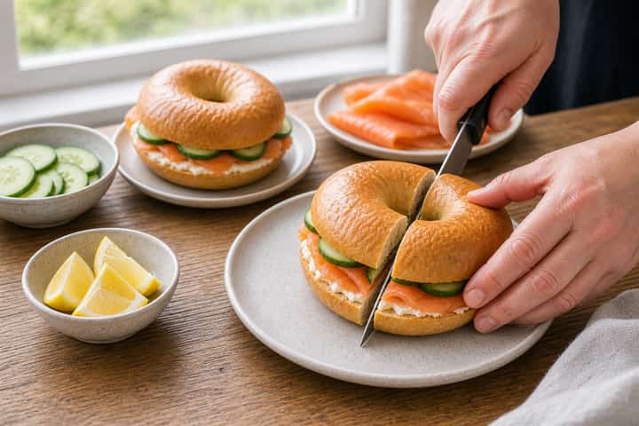 Smoked Salmon Bagels cooking step 5: Finish the dish.