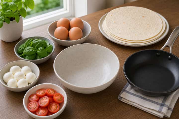 Tomato Mozzarella Breakfast Wraps cooking step 2: Start cooking.