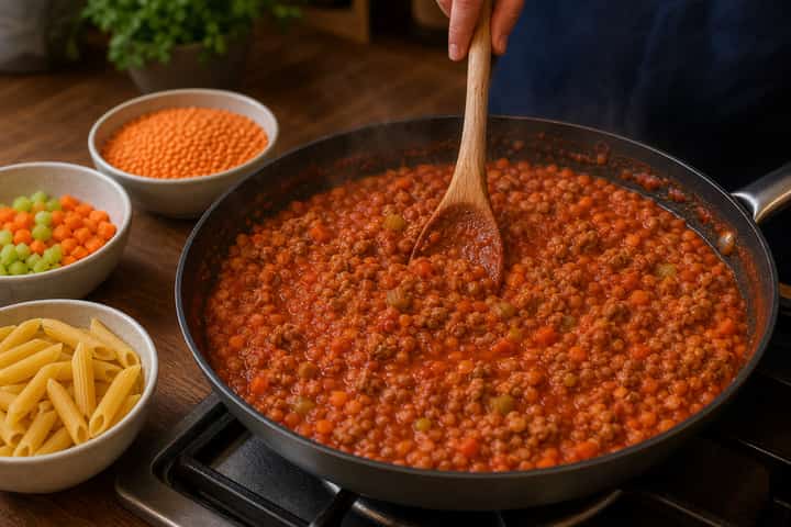 Turkey Lentil Bolognese cooking step 5: Finish the dish.