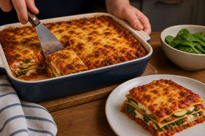 Vegetable Lasagne cooking step 6: Rest and slice.