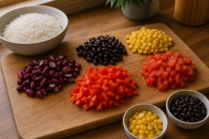 Veggie Chilli Rice cooking step 1: Get prepped.